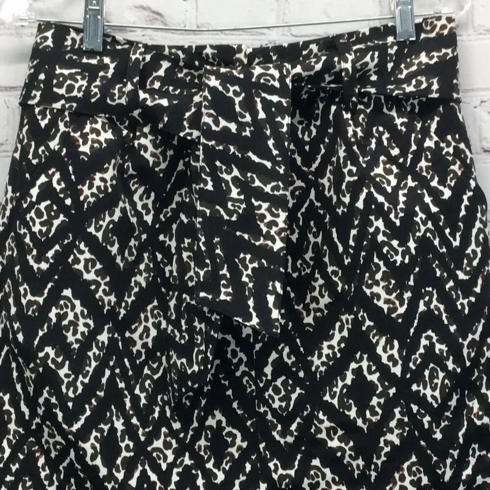 Marie Oliver Mini Pencil Skirt Women's Sz 4 Multicolor Patterned Belted Textured
